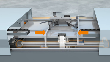 drylin rails voor het centreren van de drone