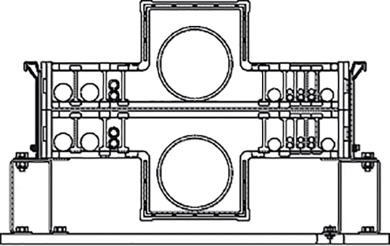 cable carrier with large hoses
