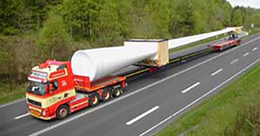 Transport van windturbinebladen